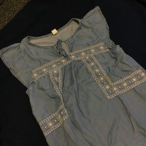 Embroidered Denim Style Women Top
